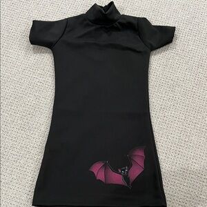 Black Dress with Pink Bat Design